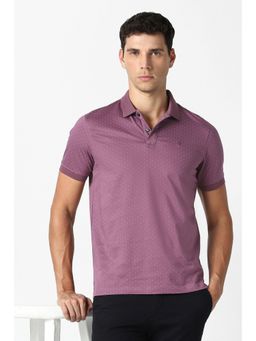 Van Heusen - Purple Cotton Half Sleeves Polo T-Shirt