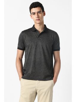 Van Heusen - Black Cotton Half Sleeves Polo T-Shirt