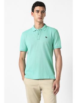 Van Heusen - Blue Cotton Half Sleeves Polo T-Shirt