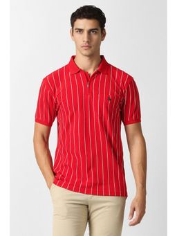 Van Heusen - Red Cotton Half Sleeves Polo T-Shirt
