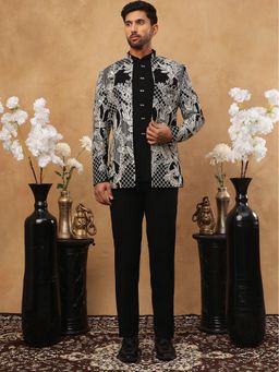 Jompers - Black Embroidered Jacket Waist Coat and Trouser