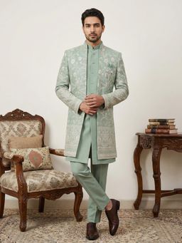 Jompers - Green Embroidered Sherwani Waist Coat and Trouser