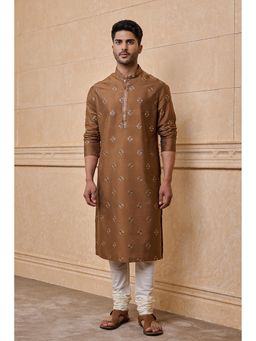 TASVA - Brown Embroidered Kurta Churidar