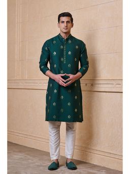TASVA - Green Embroidered Kurta Churidar