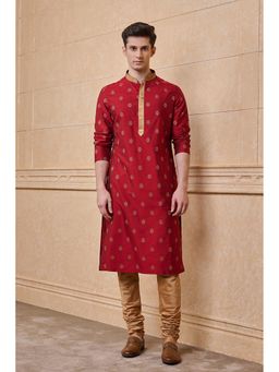 TASVA - Red Embroidered Kurta Churidar