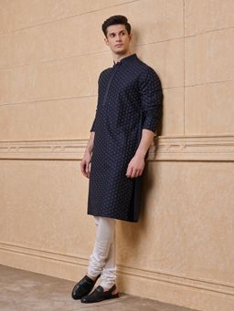 TASVA - Navy Blue Embroidered Kurta Churidar