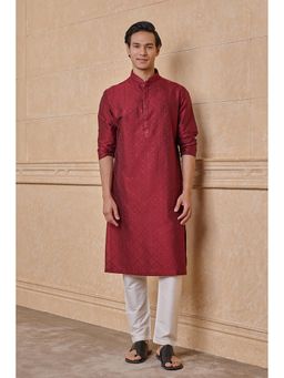 TASVA - Maroon Embroidered Kurta and Pyjama