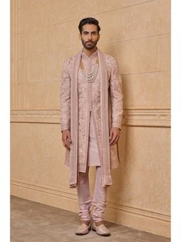 TASVA - Pink Embroidered Sherwani Kurta Churidar and Stole