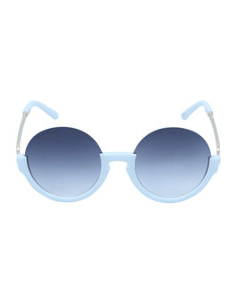 Spiky - Blue Frame Grey Lens Round UV Protection Sunglass 2959_WHT_GRY