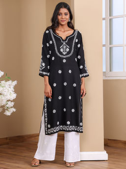 Chowkhat - Hand Embroidered Chikankari Modal Straight Kurta