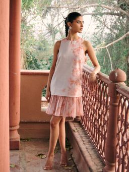 Contemponari - Peach Linen Shift Dress