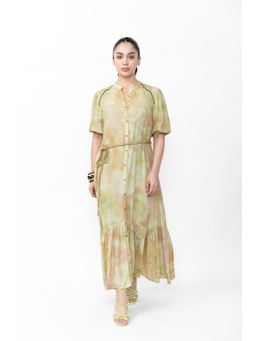 Contemponari - Printed Crepe Tiered Maxi Dress