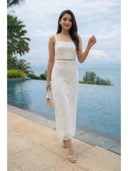 All Eyes On You - White Lace Maxi Dress