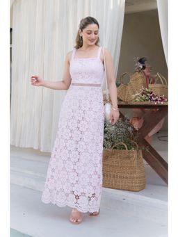 All Eyes On You - Pink Lace Maxi Dress