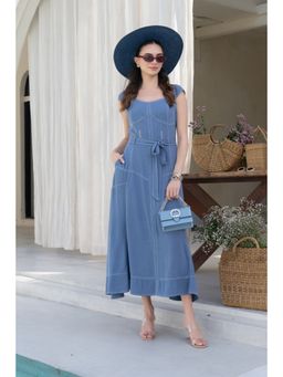 All Eyes On You - Blue A-Line Midi-Dress