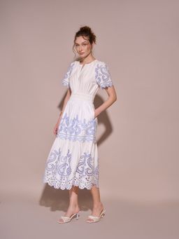 Style Island - Laila White Schiffli Dress