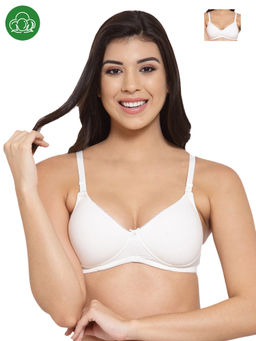 Inner Sense - Organic Cotton Antimicrobal Padded T-Shirt Bra -Pack Of 2 -White