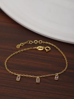 Carlton London - Women Purple Gold-Plated Cubic Zirconia Charm Bracelet