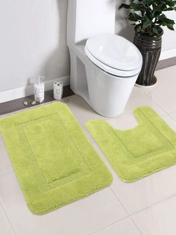 Saral Home - Cotton Anti-Slip Bathmat (Green, 45 x 60 cm & 45 x 50 cm)