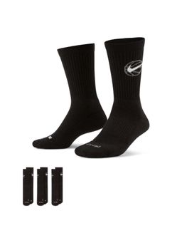 Nike - Unisex Everyday Crew Basketball Socks for Nonstop Baller Black (Pack of 3)