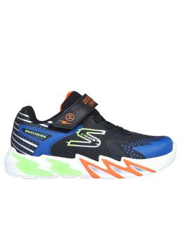 SKECHERS - Boys Flex-Glow Bolt Black Blue Casual Sneakers