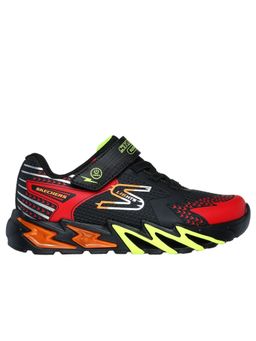 SKECHERS - Boys Flex-Glow Bolt Black Red Casual Sneakers