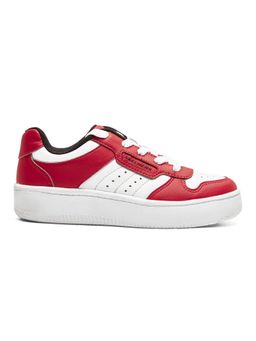 SKECHERS - Boys SPORT COURT 92 Red & White Casual Lace Up Sneakers