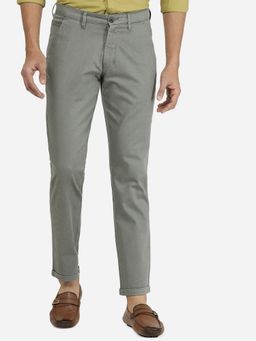 Greenfibre - Men Light Grey Solid Neo Fit Casual Trouser
