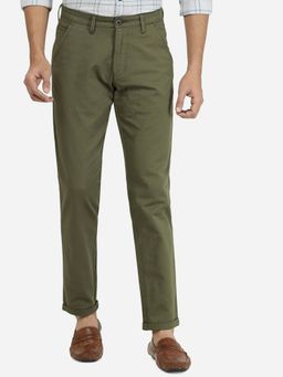 Greenfibre - Men Pista Green Solid Neo Fit Casual Trouser