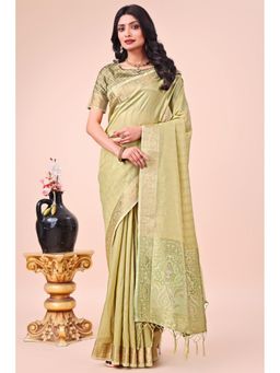 Mysilklove - Salt Cream Woven Organza Saree without Blouse