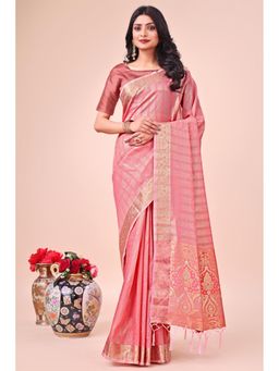 Mysilklove - Parfait Peach Woven Organza Saree without Blouse