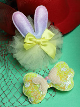 Stol'N - Yellow Bow & Bunny Sequin Details Hair Clips (Pack of 2) (3-12 Years)