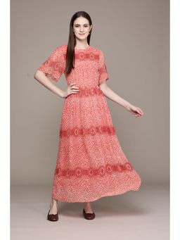 Label Ritu Kumar - Red Printed Maxi Dress