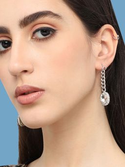 Sohi - Silver Plated Designer Stone Party Drop Earring For Women