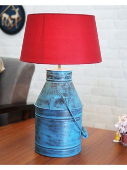 Homesake - Algae Milk Can Table Lamp Maroon shade