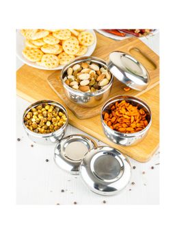 Omega - Stainless Steel Apple Dabba-Storage Containers, Set of 3 (300ml, 200ml, 150ml)