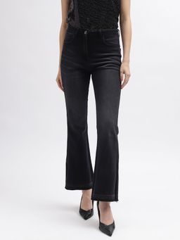 ELLE - Women Black Solid Bootcut Mid-Rise Jeans