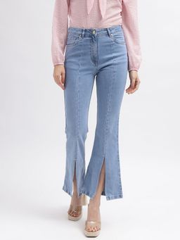 ELLE - Women Blue Solid Bootcut Mid-Rise Jeans