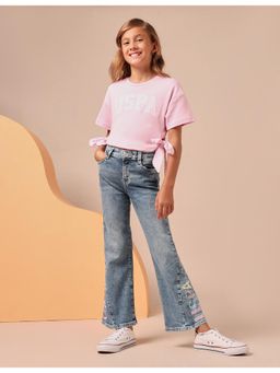 U.S. POLO ASSN. - Girls Mid Rise Blue Bootcut Jeans
