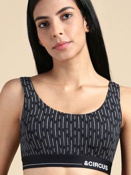 Tailor and Circus - Womens Printed Tencel Modal Micro U-Back Lounge Bralette - Black