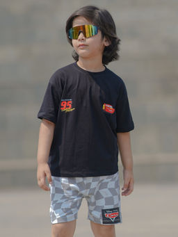 Napchief - Unisex Black Cars Lightning McQueen T-Shirt & Shorts (Set of 2)