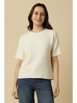 Allen Solly - Beige Solid Regular Fit T-Shirt