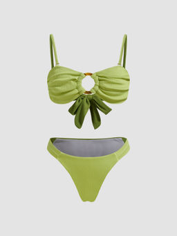 Cider - Adjustable Straps Bowknot Bikini Set