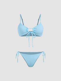Cider - Solid O-Ring Front Tied Bikini Set