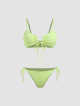 Cider - Solid O-Ring Front Tied Bikini Set