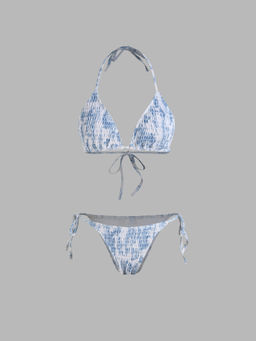 Cider - Solid Smocked Triangle Bikini Set