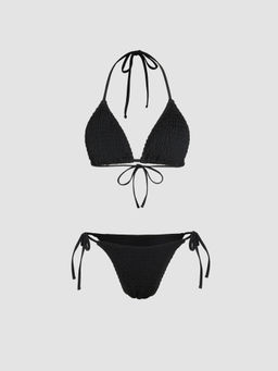 Cider - Solid Smocked Triangle Bikini Set