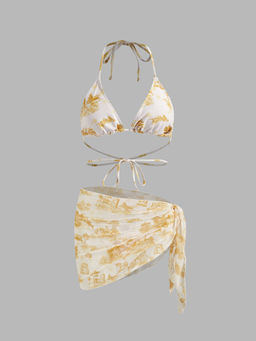 Cider - Toile de Jouy Halter Bikini Set & Sarong