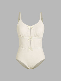 Cider - Knotted Lace Texture One Piece Swimsuit
