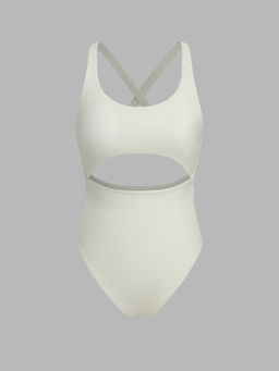 Cider - U-neckline Cut Out One Piece Swimsuit